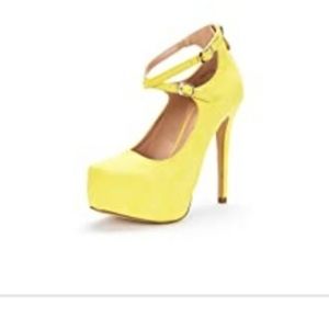 Dream Pairs Women's Swan-20 Yellow High Heel Platform Pump Shoes -...